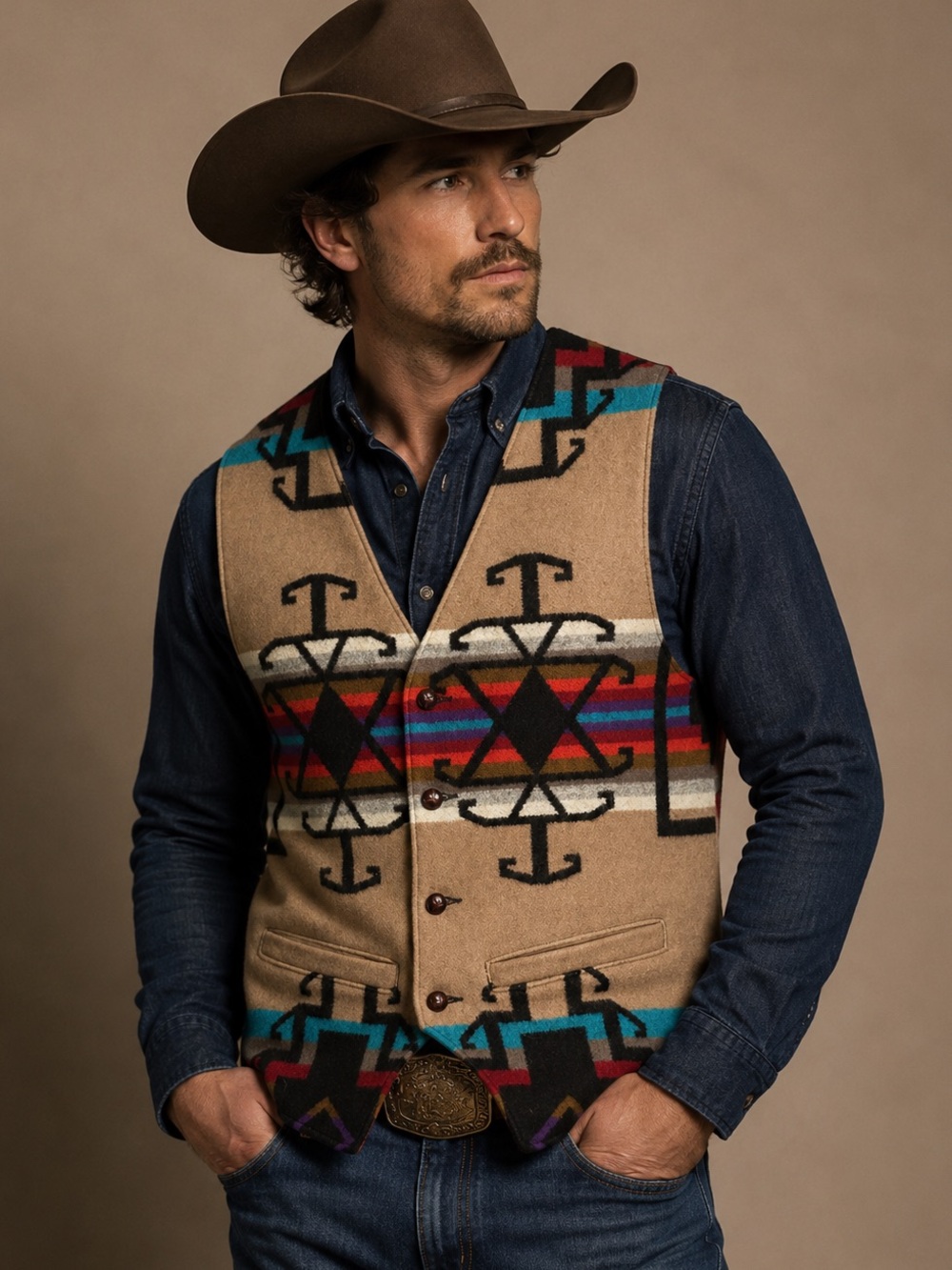 Vintage 80s Pendleton High Grade Western Wear Wool Vest USA Size 42